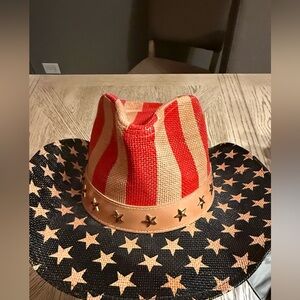 Goldcoast Sunwear Patriotic Flag Straw Cowboy Hat Stars Stripes One Size